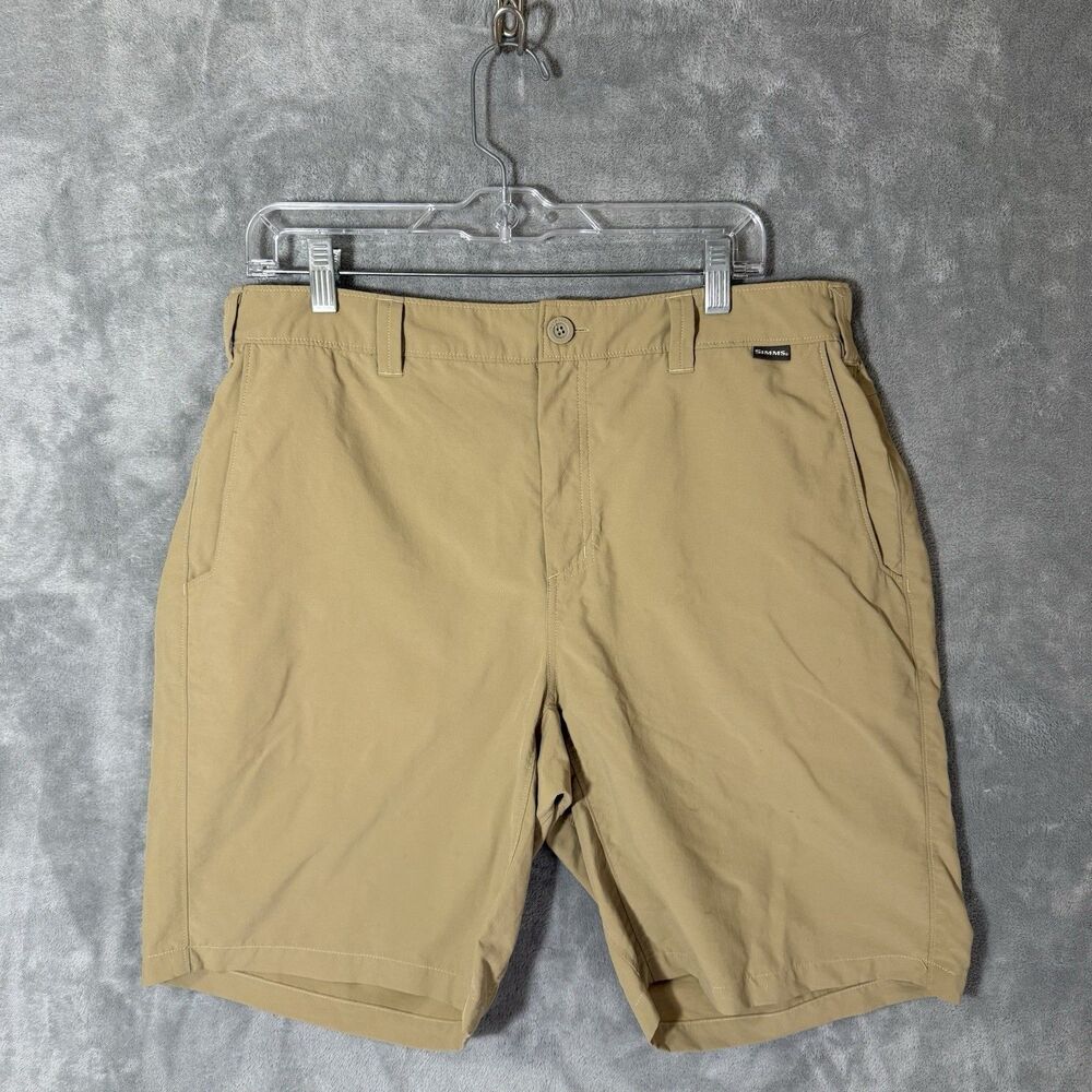 Simms Shorts 36 Tan Lightweight Hybrid Performance Fishing Elastic Waist READ